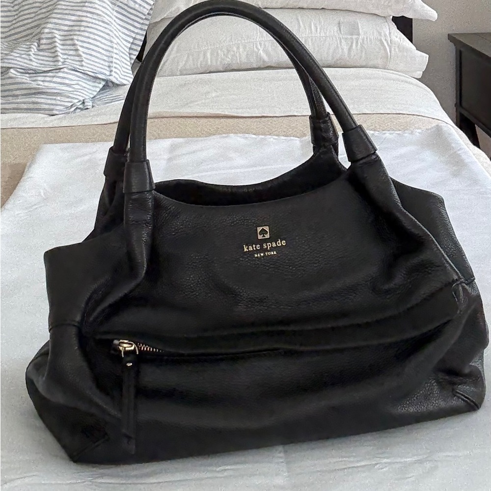 EUC-Kate Spade Black Leather Shoulder Bag